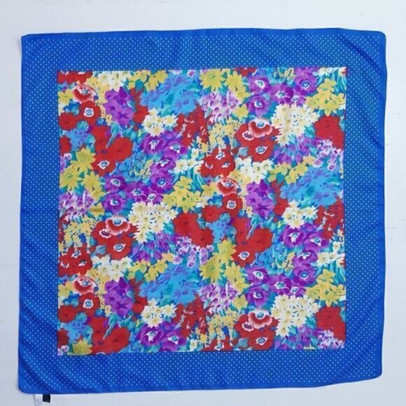 Oroton Italian Floral Scarf with Polka Dot Border - Picture 5 of 8